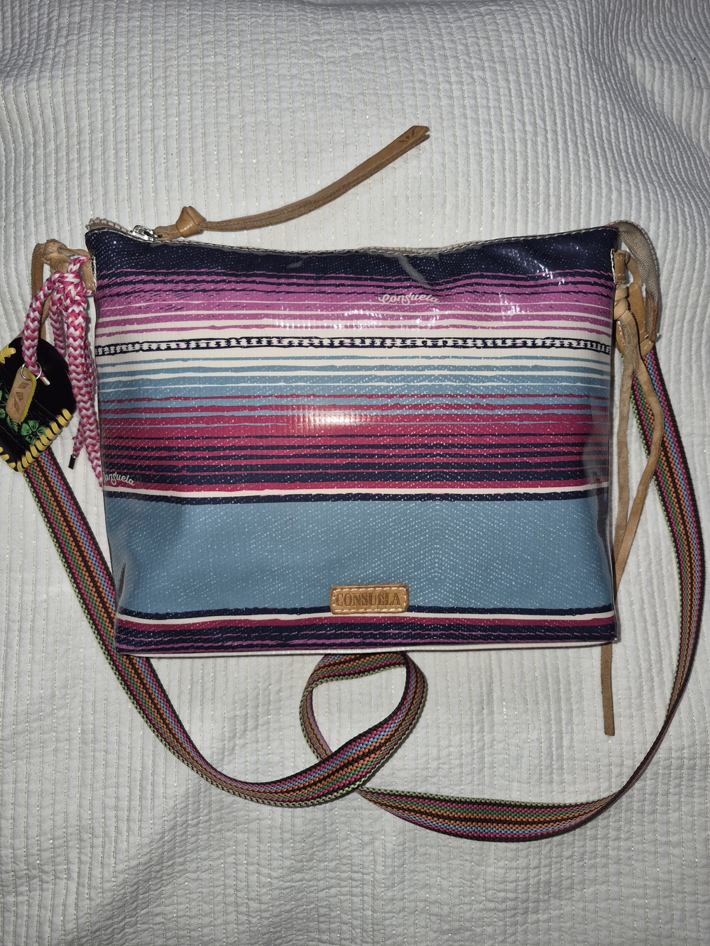 Consuela Blue & Pink Striped Crossbody Bag